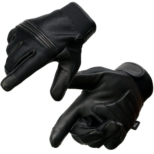 Milwaukee Leather MG7517 Men's Leather and Mesh Perforated Gloves with Gel Palm and Flex Knuckles