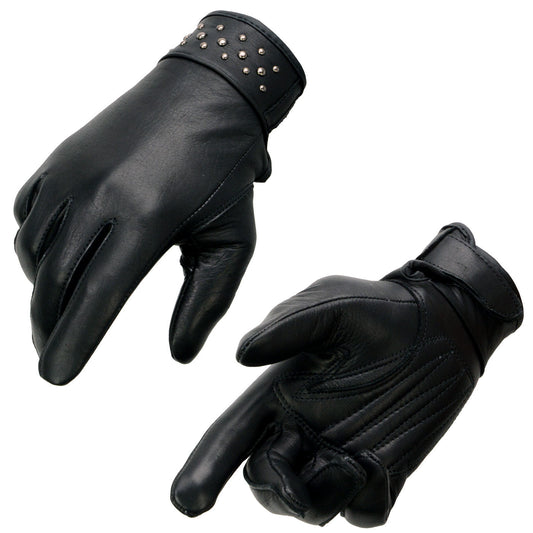 Milwaukee Leather MG7760 Women's Black Leather Gloves with Gel Palms
