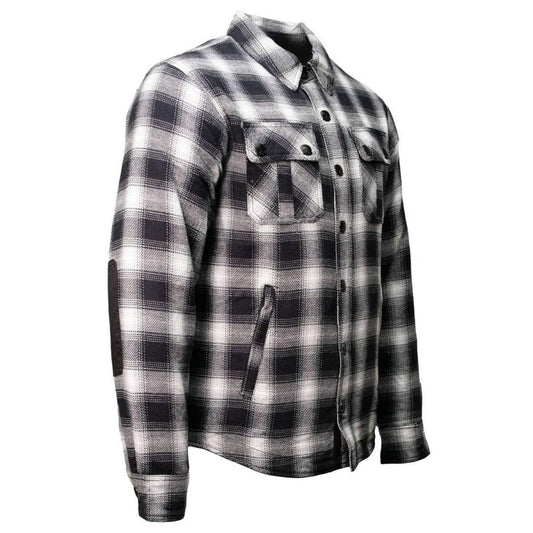 Milwaukee Leather Men's Black and White Heavy-Duty Checkered Flannel Riding Shirt - Warm Lined - Zippered Hand Pockets - MPM1638