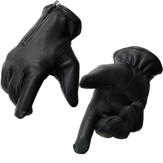 Milwaukee Leather SH866 Men's Black Deerskin Leather Thermal Lined Gloves