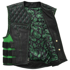 Tactical Emerald Men's Motorcycle Leather Vest