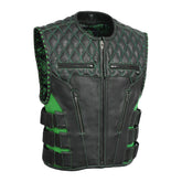 Tactical Emerald Men's Motorcycle Leather Vest
