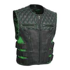 Tactical Emerald Men's Motorcycle Leather Vest
