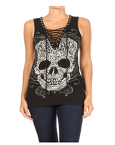 Women's Black Baroque Skull Graphic Tank Top