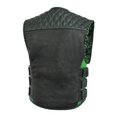 Tactical Emerald Men's Motorcycle Leather Vest