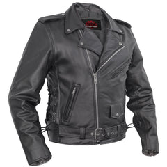 Classic Star Black Men's Leather Motorcycle Jacket – Adjustable Fit