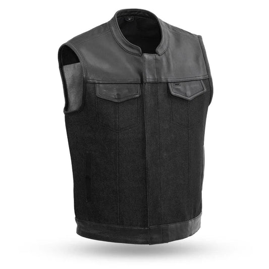 FIM662DM-BLK-49/51 Men's Denim Motorcycle Vest
