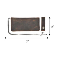 Brown Bifold Snap Closure Biker Leather Wallet