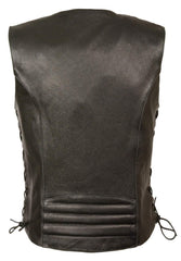 Milwaukee Leather MLL4500 Women's Classic Black Leather V-Neck Motorcycle Rider Vest with Side Laces
