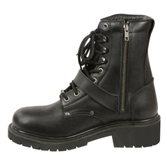 Milwaukee Leather Men's Black Leather Lace-Up Engineer Motorcycle Boots with Buckles and Side Zipper MBM101