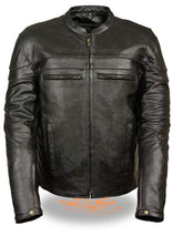 Milwaukee Leather LKM1725 Men's Black Leather Sporty Crossover Scooter Motorcycle Jacket with Reflective Piping