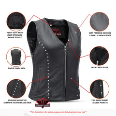 Biker Babe Women's Studded Leather Motorcycle Vest