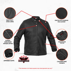 Night Bolt Men's Faux Leather Motorcycle Jacket