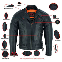 Men's Premium Vented Motorcycle Jacket – Side Laces