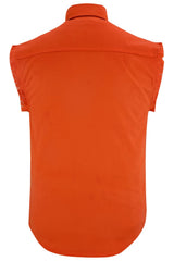 Men's Orange Lightweight Sleeveless Denim Shirt