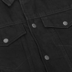 Snap Front Men's Denim Motorcycle Vest - Black