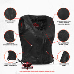 Women's Lightweight Vest with Rivets Detailing