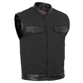 Canvas Material Single Back Panel Concealment Vest with Leather Tr