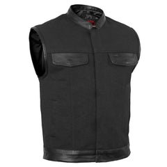 Canvas Material Single Back Panel Concealment Vest with Leather Tr