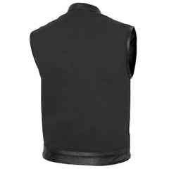 Canvas Material Single Back Panel Concealment Vest with Leather Tr
