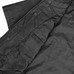 Men's Leather Baseball Motorcycle Shirt - Black