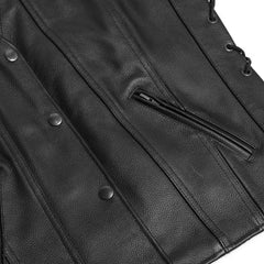 Ella Women's leather motorcycle vest - Black