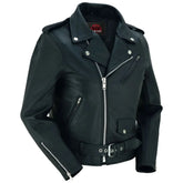 Women's Classic Plain Side Fitted M/C Style Jacket