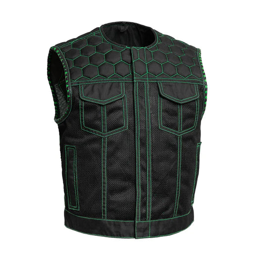 FIM059MESH-BLKGR-Lowside Hornet Moto Mesh Men's Club Style Vest