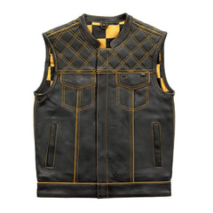 Finish Line - Gold Checker - Men's Motorcycle Leather Vest