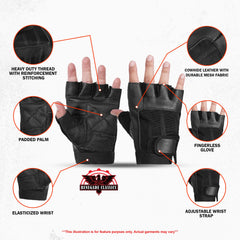 Leather / Mesh Fingerless Glove