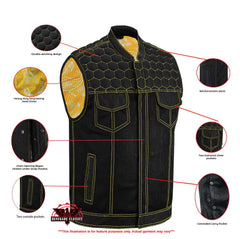 Gloom Gold Men's Black Mesh Textile Vest