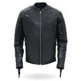 Hot Leathers JKL1028 Studs and Fringe Ladies Black Motorcycle style Carry Conceal Leather Biker Jacket