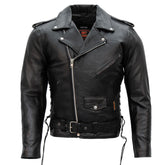Hot Leathers JKM1002 Classic Men's Motorcycle Leather Jacket with Zip Out Lining