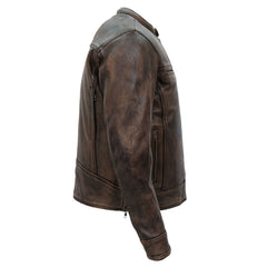Hot Leathers JKM1019 Men's Distressed Brown Leather Motorcycle Biker Jacket with Gun Pockets