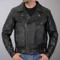 Hot Leathers JKM1022 Men's Motorcycle Leather Biker Jacket with Concealed Carry Pocket