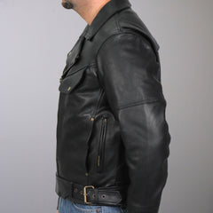 Hot Leathers JKM1022 Men's Motorcycle Leather Biker Jacket with Concealed Carry Pocket