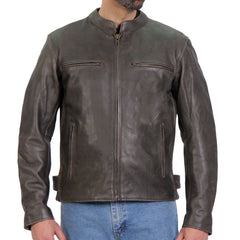 Hot Leathers JKM1029 Men's Distress Brown Motorcycle style ‘Carry and Conceal’ Leather Biker Jacket