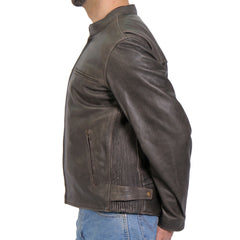 Hot Leathers JKM1029 Men's Distress Brown Motorcycle style ‘Carry and Conceal’ Leather Biker Jacket