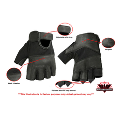 Leather/ Mesh Fingerless Glove
