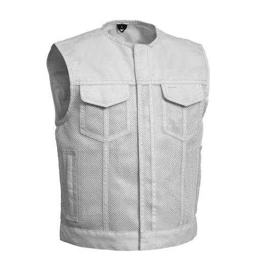 FIM659MESH-WHT-Lowside Moto Mesh Men's Motorcycle Vest