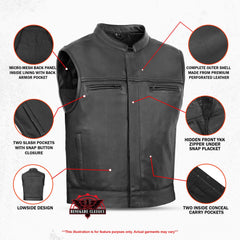 Gravel Ghost™ Lowcut Men's Leather Motorcycle Vest