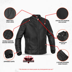 Venture Guard Men's Faux Leather Motorcycle Jacket