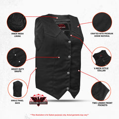Women's Denim Classic Plain Sides Vest