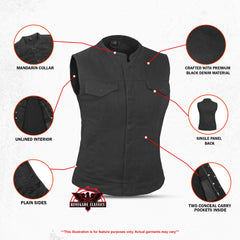 Women's Advance Black Construction Denim Vest