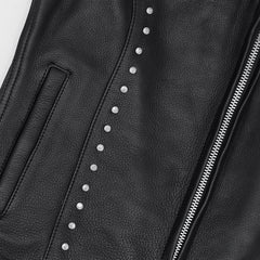 Biker Babe Women's Studded Leather Motorcycle Vest
