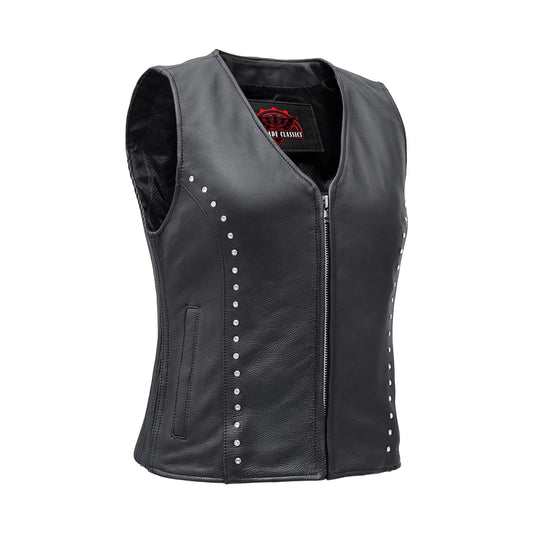 Biker Babe Women's Studded Leather Motorcycle Vest