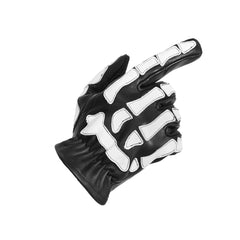 SkullTrail Men's leather gloves Black & White