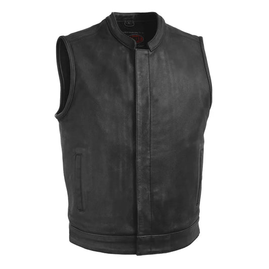 FIM621CDL-Top Rocker Men's Motorcycle Leather Vest