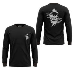 Men's Black Long Sleeve T-Shirt with Skull Graphic Print