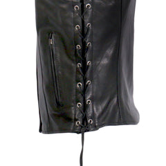 Hot Leathers VSL1017 Ladies 'Sugar Skull' Lined Black Leather Motorcycle Biker Vest